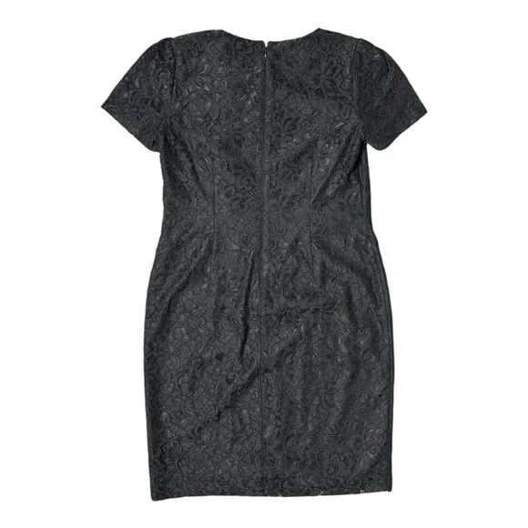 LAUREN RALPH LAUREN BLACK LACE PUFF SHORT SLEEVE COCKTAIL MIDI DRESS **NWT** - Picture 12 of 15